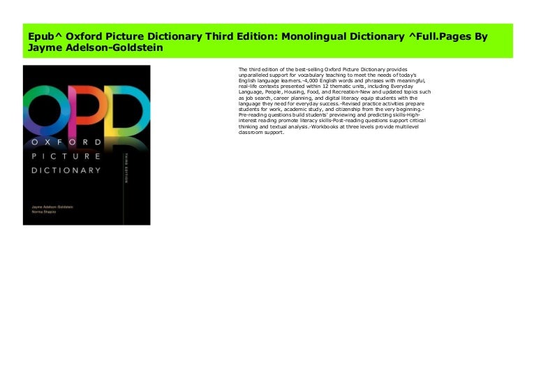Epub^ Oxford Picture Dictionary Third Edition Monolingual Dictionary…