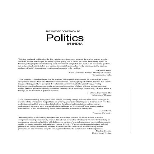 Oxford Companion to Politics in India by Nirija Gopal Jayal and Pratap Bhanu ...