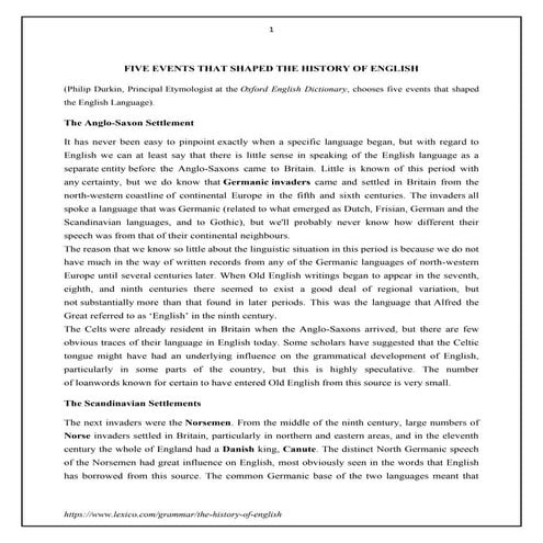 Oxford english dictionary, the history of english converted