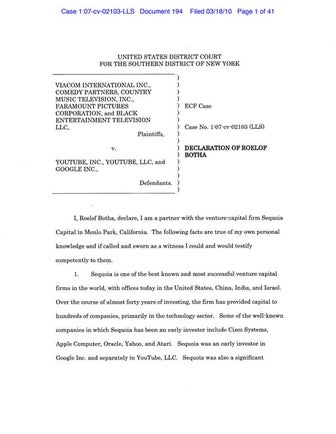 Sequoia's Investment Memo on YouTube by Roelof Botha