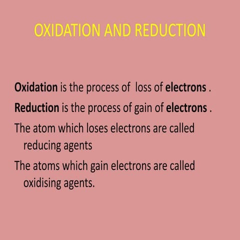 Oxidation and reduction