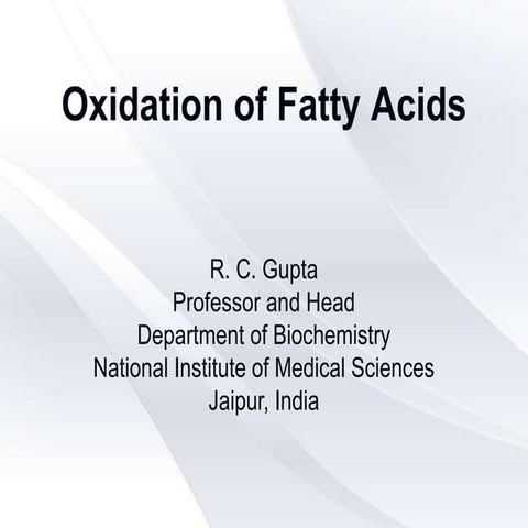 Oxidation of fatty acids