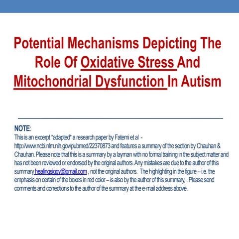 Oxidative stress and mito in autism
