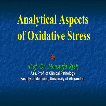 Analytical Aspects  of Oxidative Stress