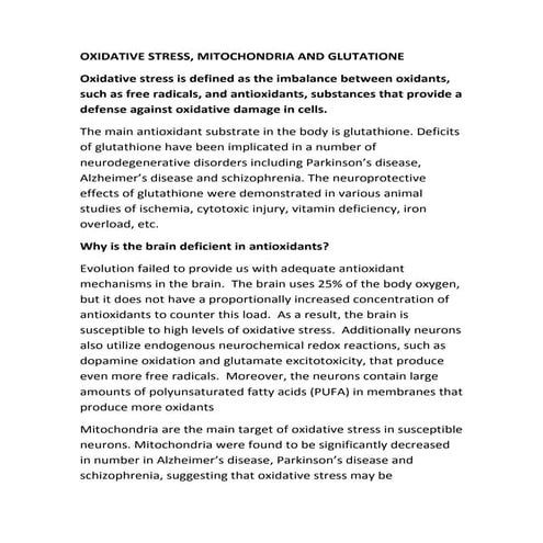 Oxidative stress mitochondria and glutathione | DOC