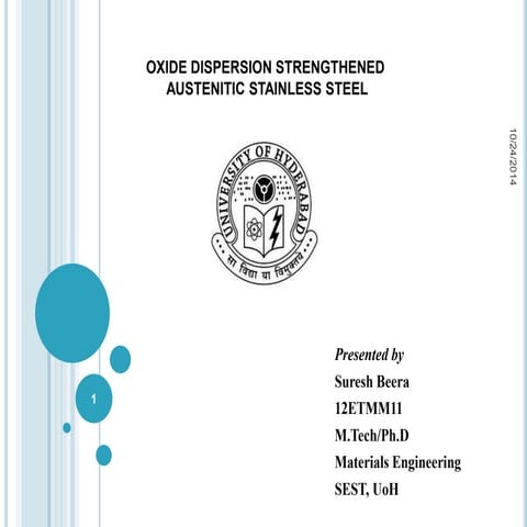Oxide dispersion strengthened stainless steel seminar