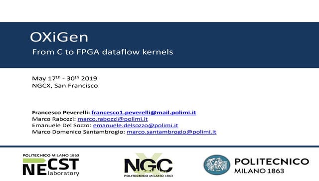 OXiGen: Automated FPGA design flow from C applications to dataflow kernels - ...
