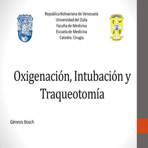 Oxigenación, intubación y traqueotomía.