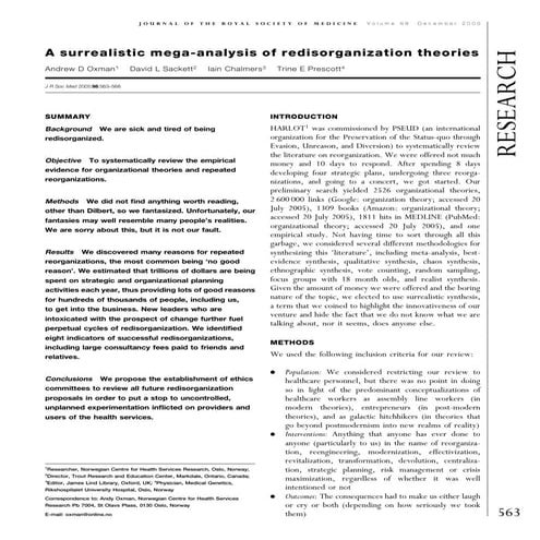 Oxman et al a surrealistic mega analysis of redisorganization theories