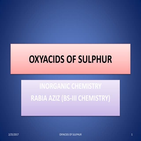 Oxyacids of Sulphur