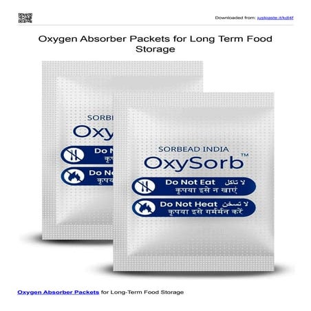 Oxygen absorber packets for food storage and packaging | PDF