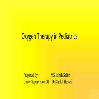 Oxygen therapy in pediatrics