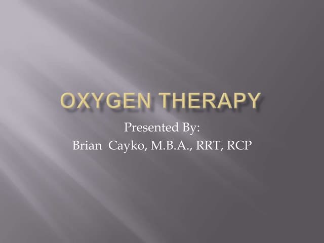 Oxygen Therapy Transport Delivery C...