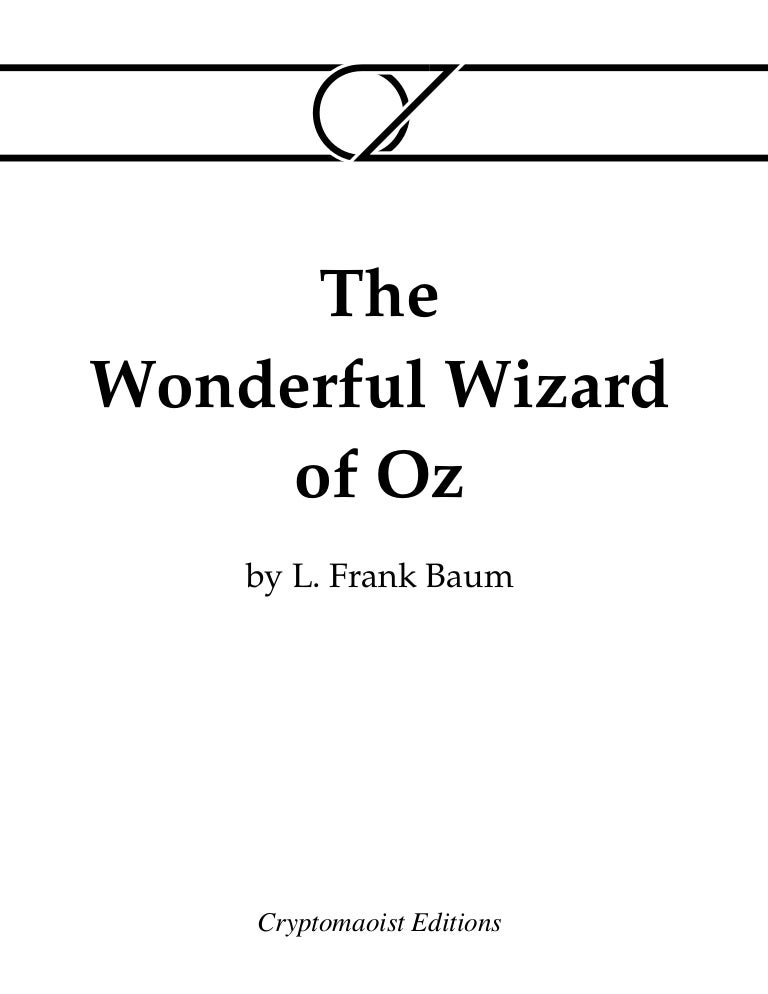 Oz 1 The Wonderful Wizard Of Oz Oz 1 The Wonderful Wizard Of Oz
