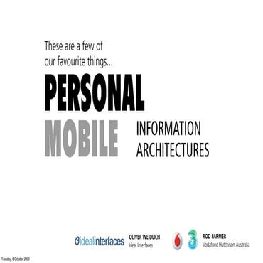 The Mobile Experience Ecosystem - Towards Personal Mobile Information Archite...