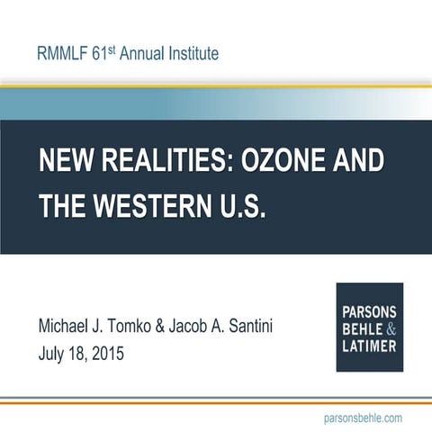 New Realities: Ozone and the Western United States