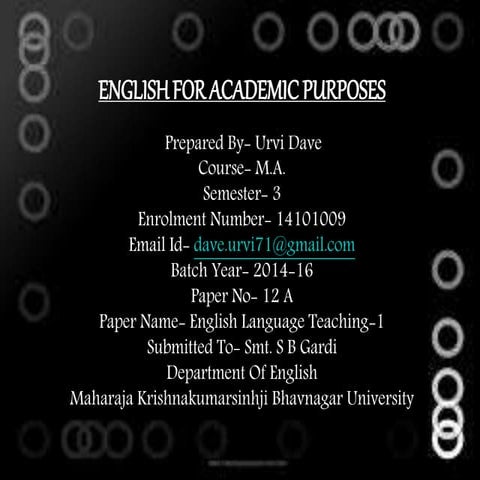 ENGLISH FOR ACADEMIC PURPOSES