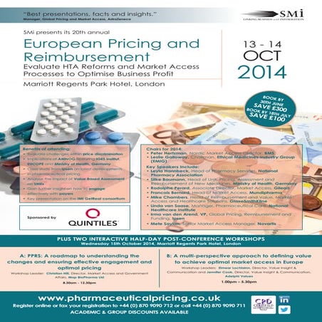 SMi Group's 20th annual European Pharmaceutical Pricing & Reimbursement confe...