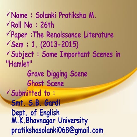 Some Important Scenes In " Hamlet "..