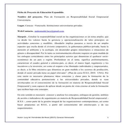Ficha de Proyecto de Educación Expandida. 