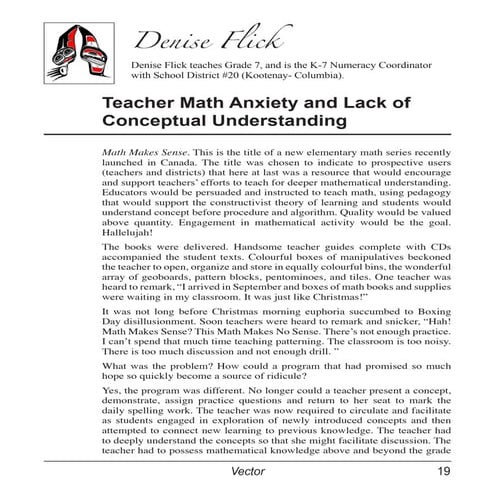 P. 19 Teacher Math Anxiety