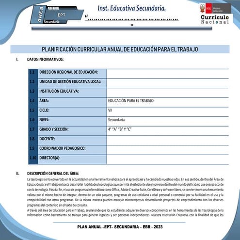 PROGRAMACIÓN ANUAL EPT-secundaria-computación | DOCX