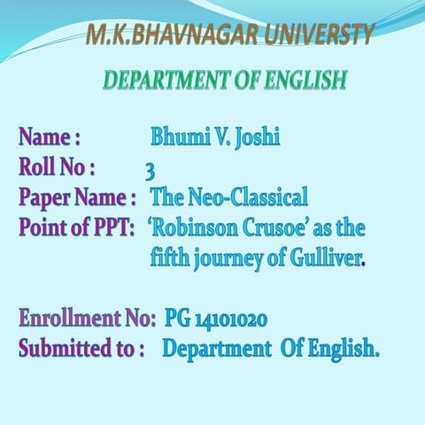 Robinson Crusoe as fifth journey of Gulliver