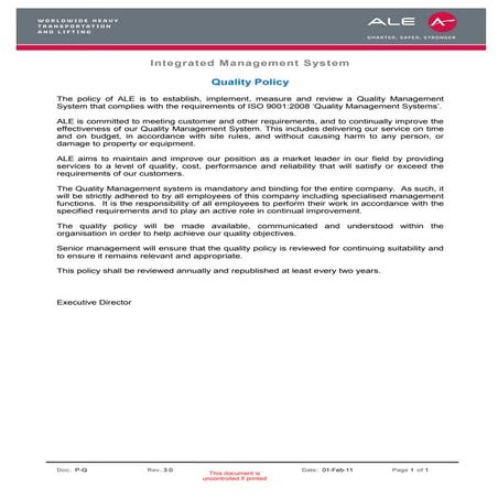 Quality Policy: Driving Continuous Improvement and Customer ...
