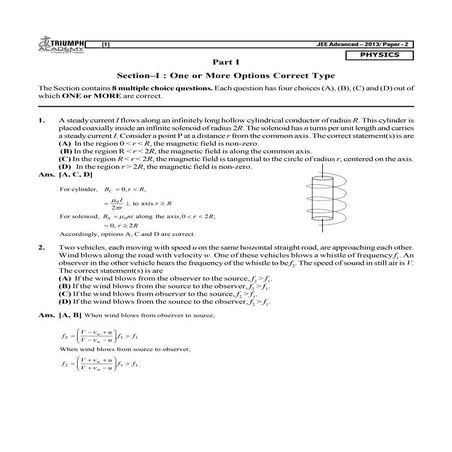Triumph- JEE Advanced Physics Paper 2