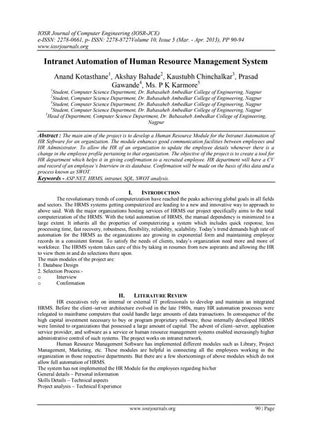 Intranet Automation of Human Resource Management System