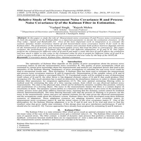 Relative Study of Measurement Noise Covariance R and Process Noise ...