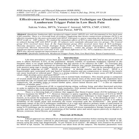 Effectiveness of Strain Counterstrain Technique on Quadratus Lumborum Trigger...
