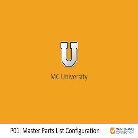 P01 | Master Parts List Configuration
