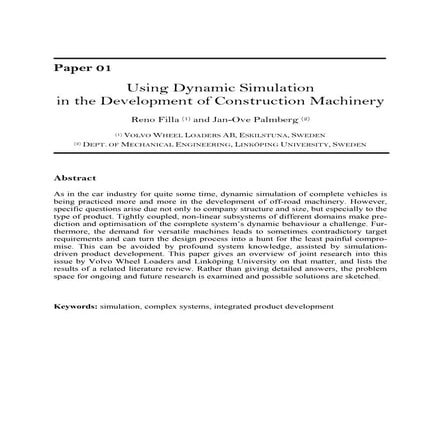 Using Dynamic Simulation in the Development of Construction Machinery