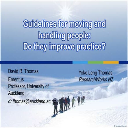 Guidelines for moving and handling people: Do they improve practice?
