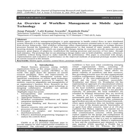 An Overview of Workflow Management on Mobile Agent Technology