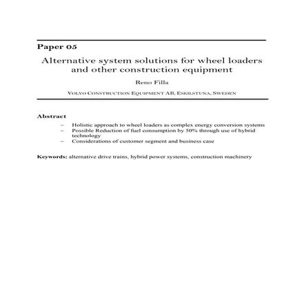 Alternative system solutions for wheel loaders and other construction equipment