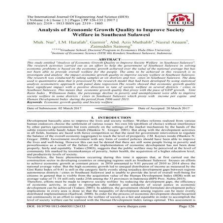 Analysis of Economic Growth Quality to Improve Society Welfare in Southeast S...