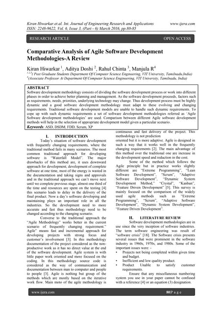 Comparative Analysis of Agile Software Development Methodologies-A Review