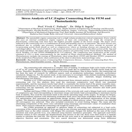 Stress Analysis of I.C.Engine Connecting Rod by FEM and Photoelasticity