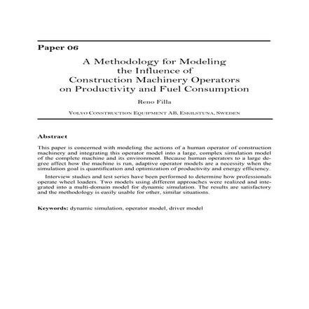 A Methodology for Modeling the Influence of Construction Machinery Operators ...