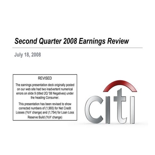 citigroup Financial Supplement
