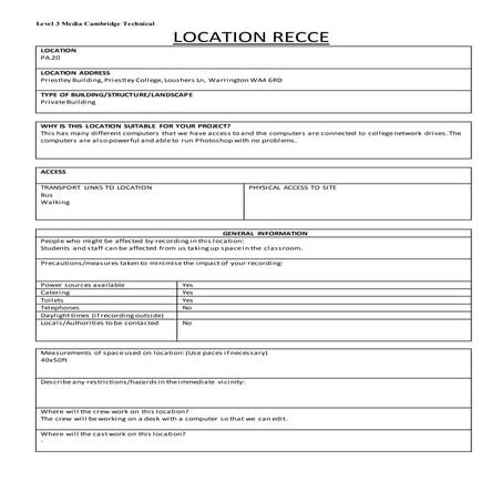 Location recce (home) | DOC