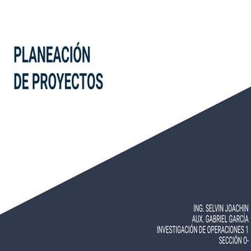 Planificación y Control de Proyectos | PPT