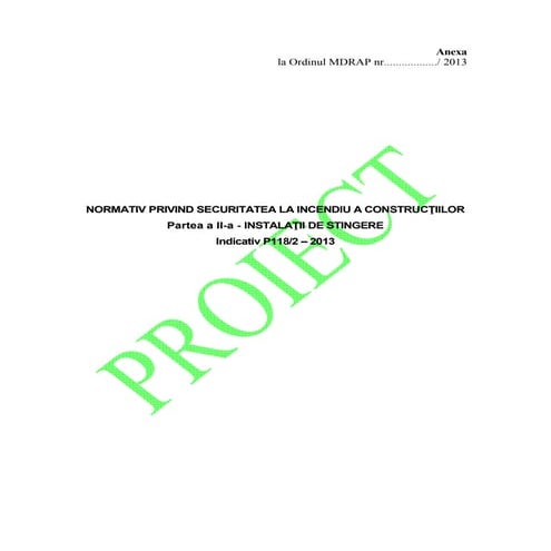 Normativ P118 (2)  din 2013 instalatide stingere