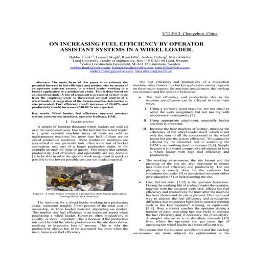 On Increasing Fuel Efficiency by Operator Assistance Systems in a Wheel Loader