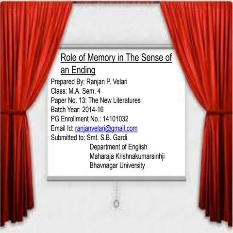 Role of Memory in The Sense of an Ending