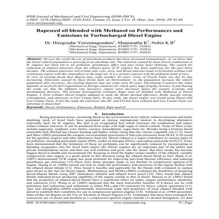 EXPERIMENTAL INVESTIGATION OF A DI DIESEL ENGINE USING TYRE PYROLYSIS ...