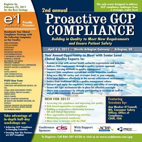 2nd Annual Proactive GCP Compliance, April 2011, Arlington, VA