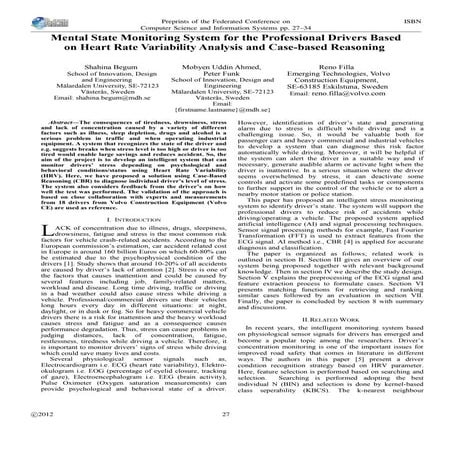 Mental State Monitoring System for the Professional Drivers Based on Heart Ra...